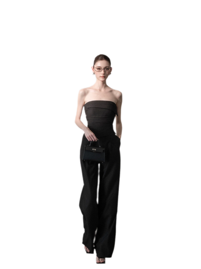 Ruched Strapless Wide-Leg Jumpsuit