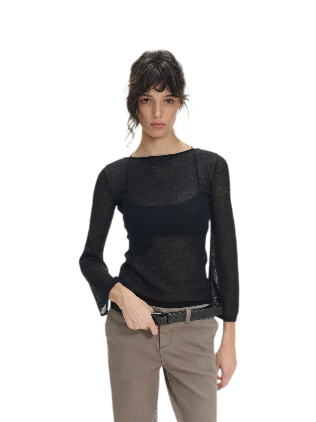 Mohair Sheer Flared Sleeve Top