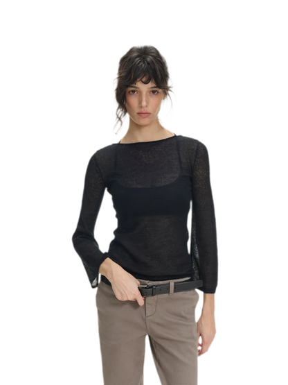 Mohair Sheer Flared Sleeve Top