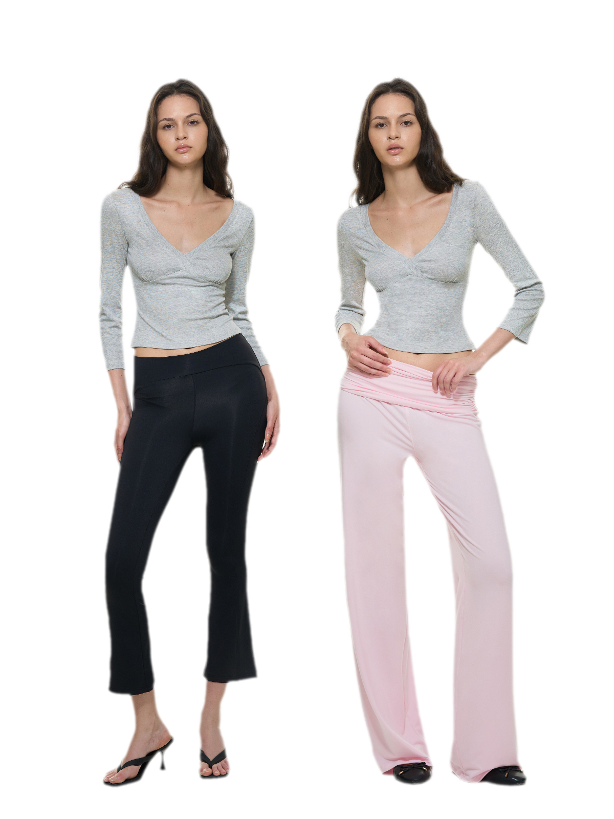 Crossfront Ribbed V-Neck Top