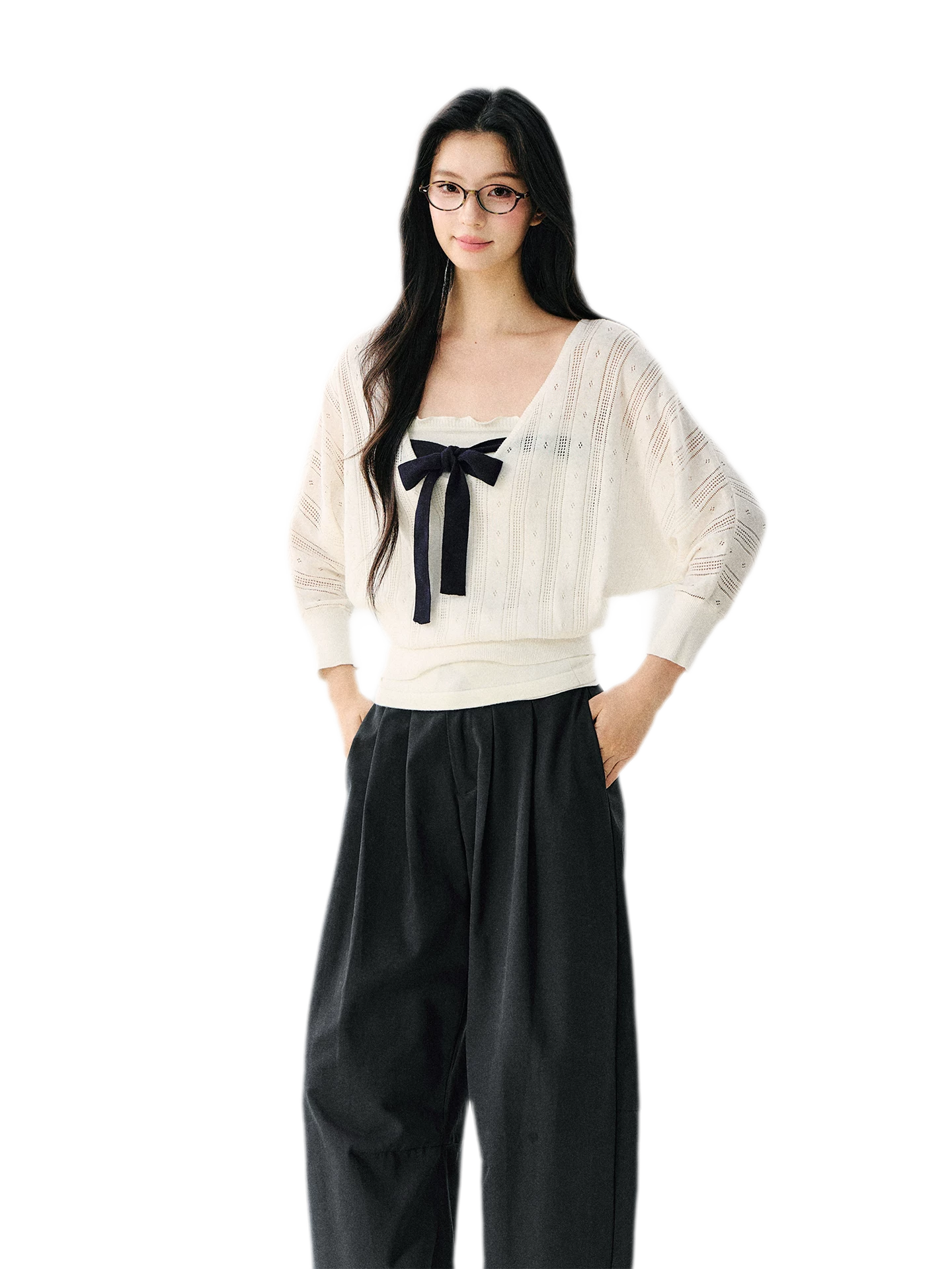 Bow Cutout Knit Top