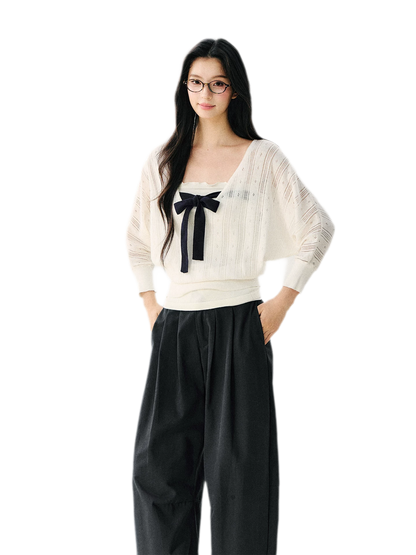 Bow Cutout Knit Top