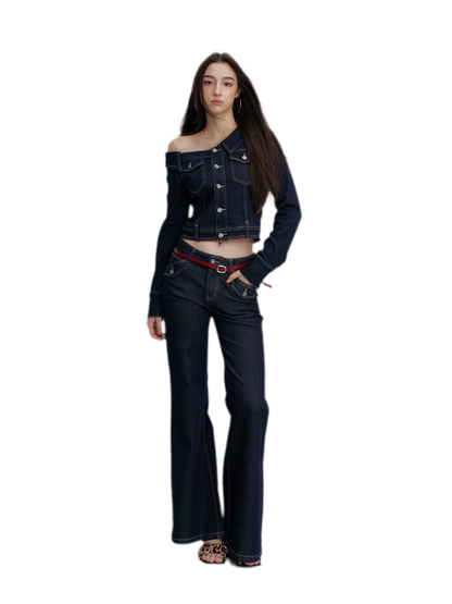 Vintage Wash Flare Jeans