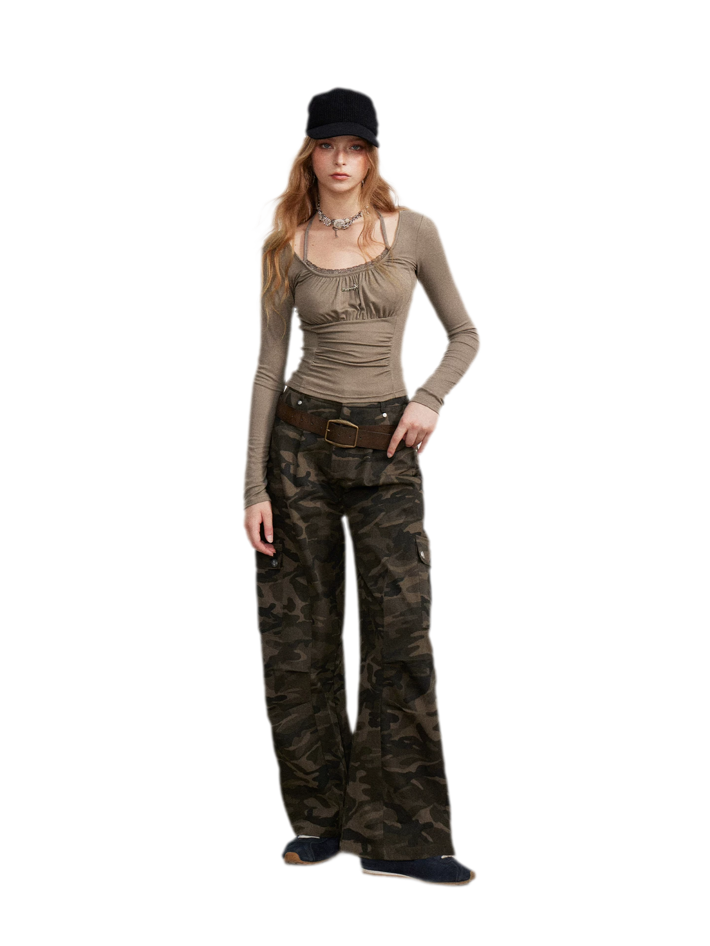 Vintage Curved-Leg Cargo Pants