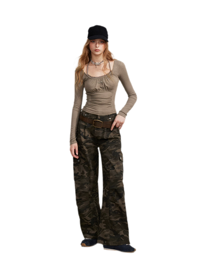 Vintage Curved-Leg Cargo Pants