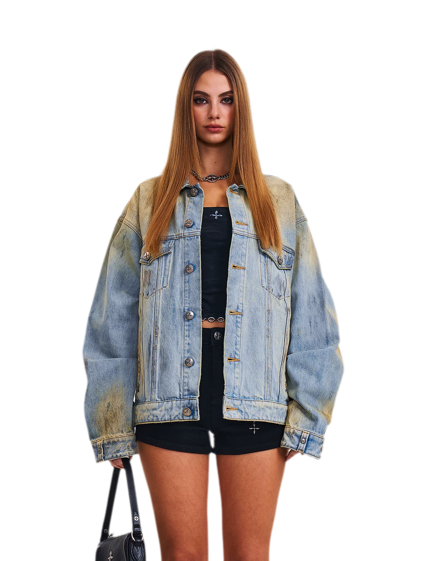 Cross Statue Denim Jacket