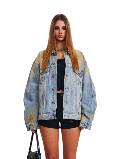 Cross Statue Denim Jacket