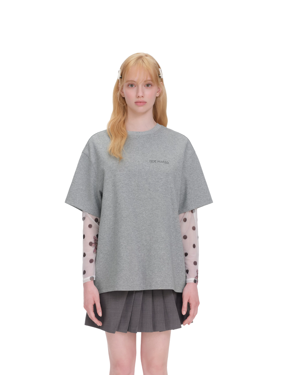 Unisex Silver Bear Print Loose T-shirt
