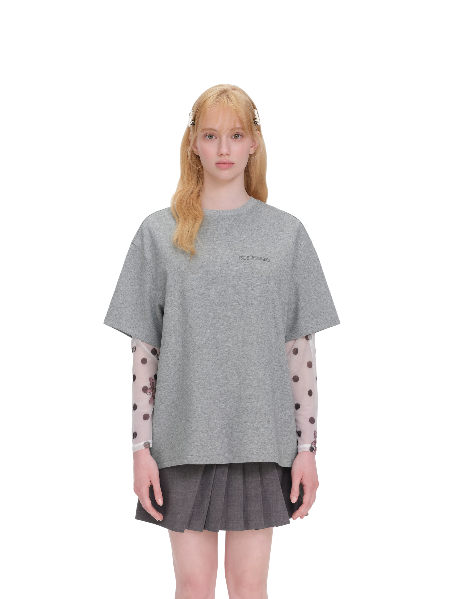 Unisex Silver Bear Print Loose T-shirt