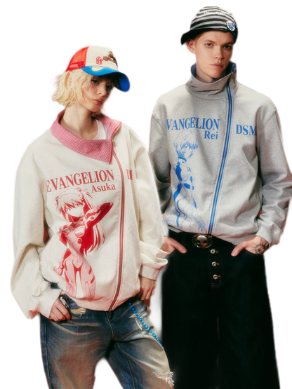 Diagonal Zip Hoodie Cardigan
