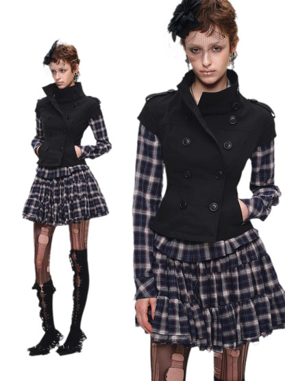 Plaid Tiered Skirt Set