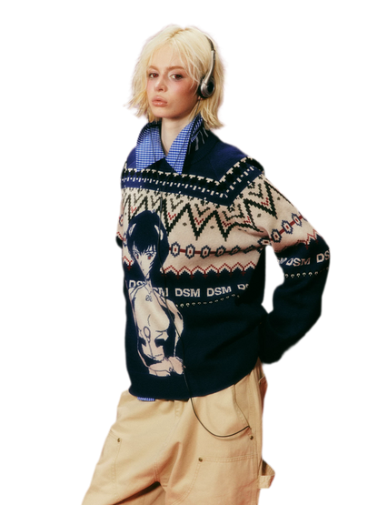 Jacquard Relaxed Graphic Sweater