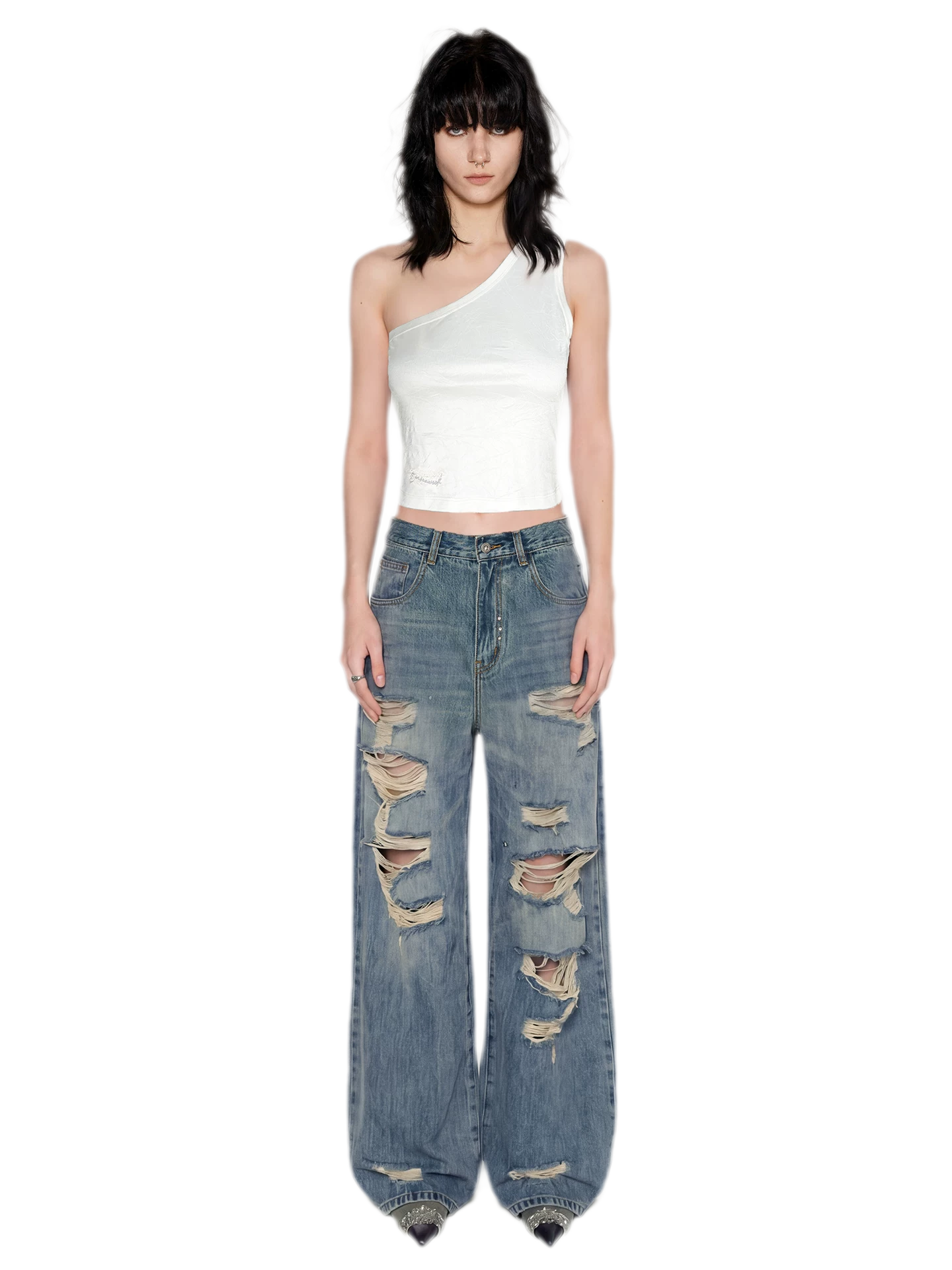 Acetate Asymmetrical Tank Top