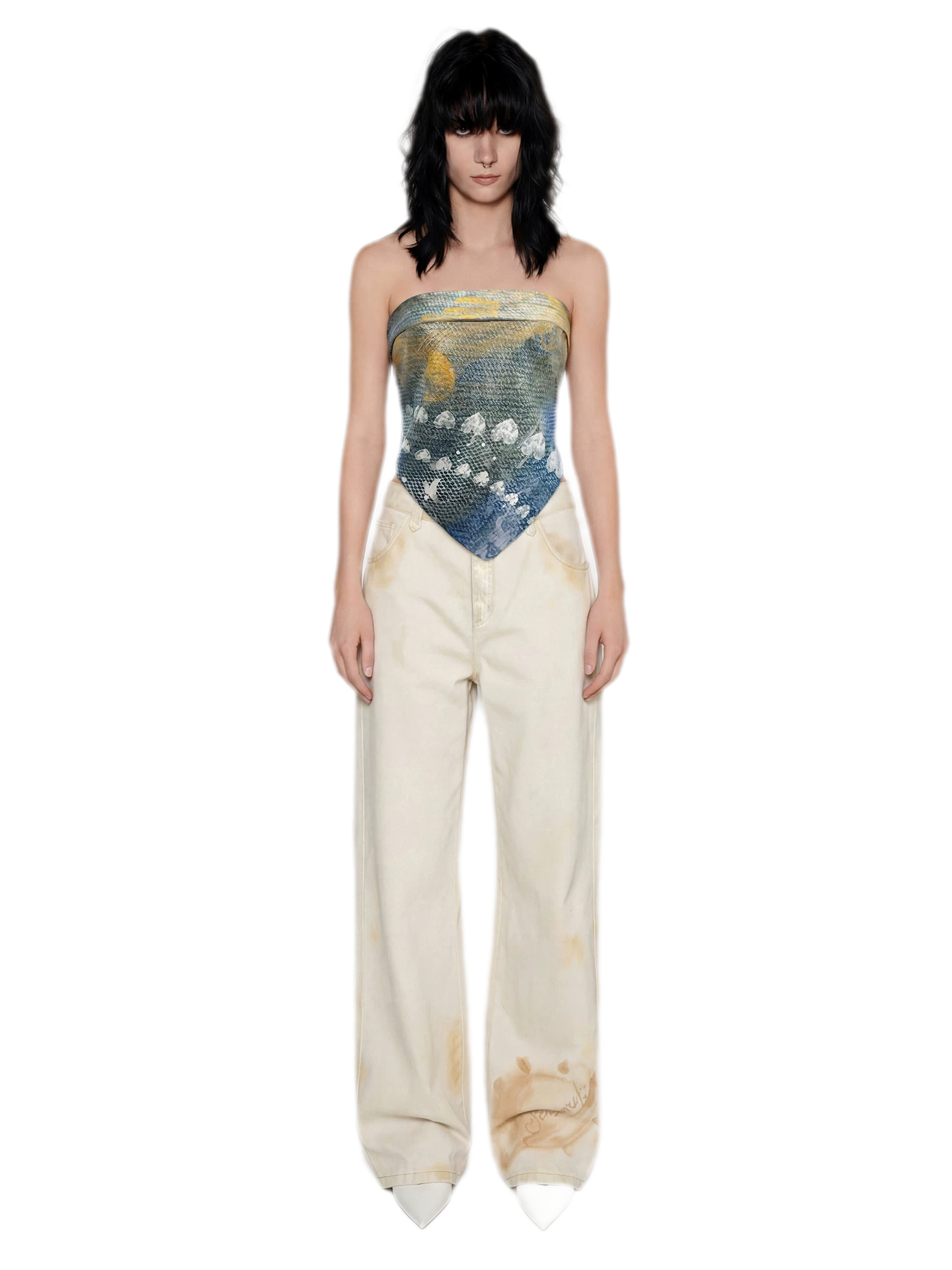 Denim Print Silk Scarf