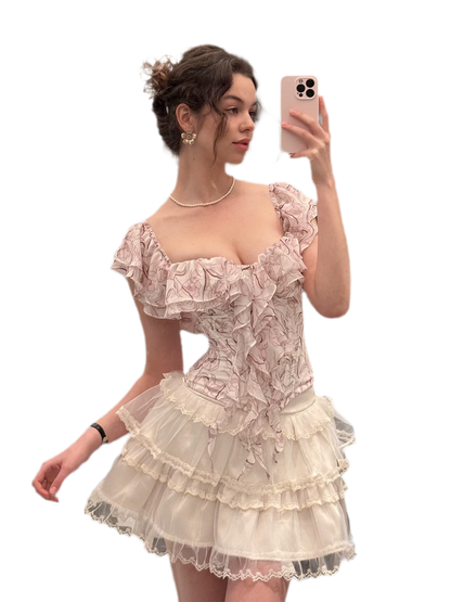 Ruffled Boned Bustier Top