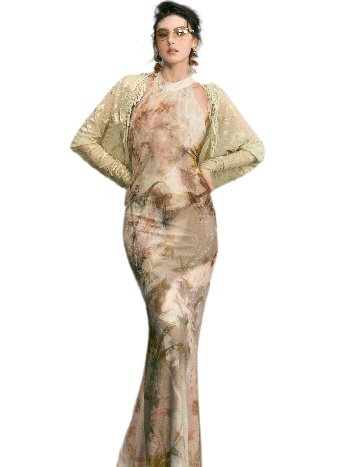 Samt-Jacquard-Meerjungfrauenkleid