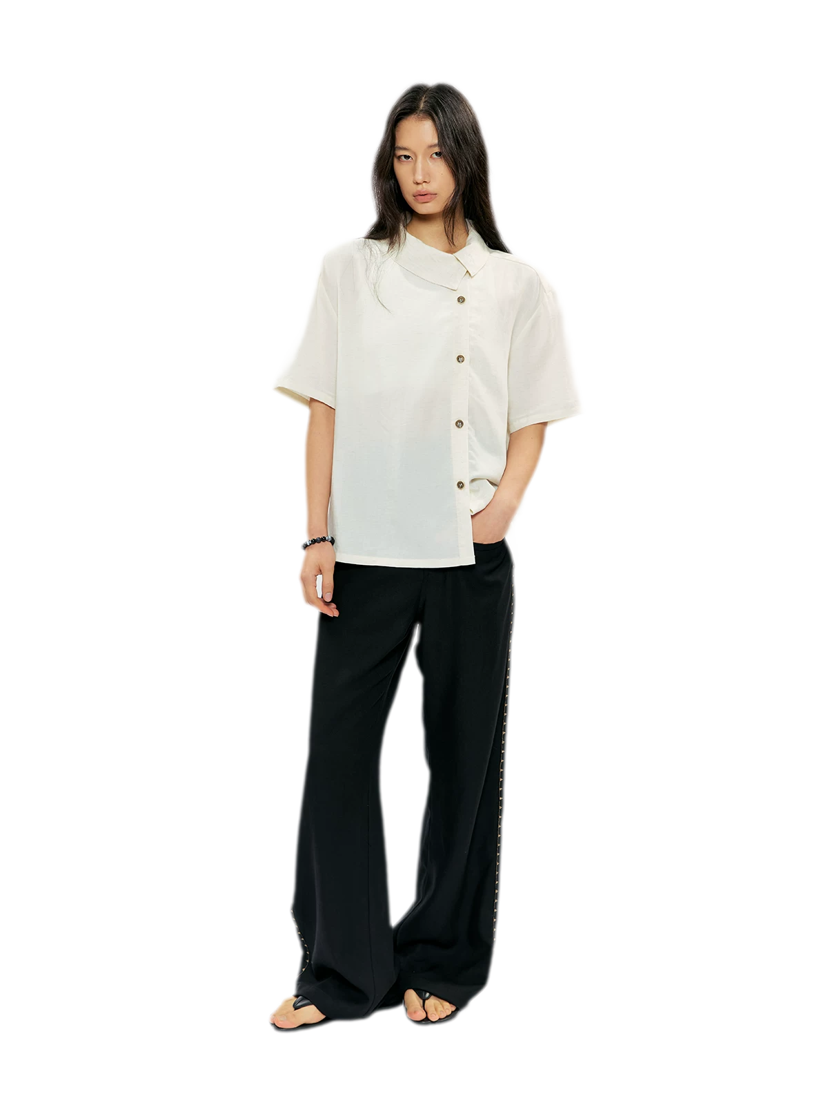 Lyocell Linen Stand Collar Shirt