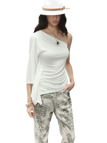Lenzing Modal One-Piece Batwing Sleeve Asymmetric Top