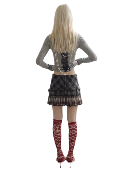 Plaid Pleated Mini Skirt