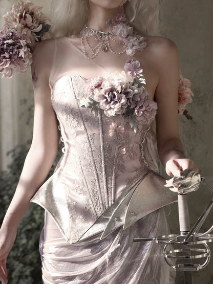 Metallic Floral Armor Corset