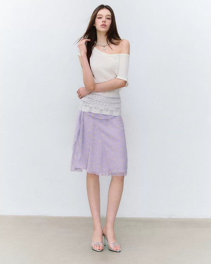 French Style Floral Chiffon Skirt