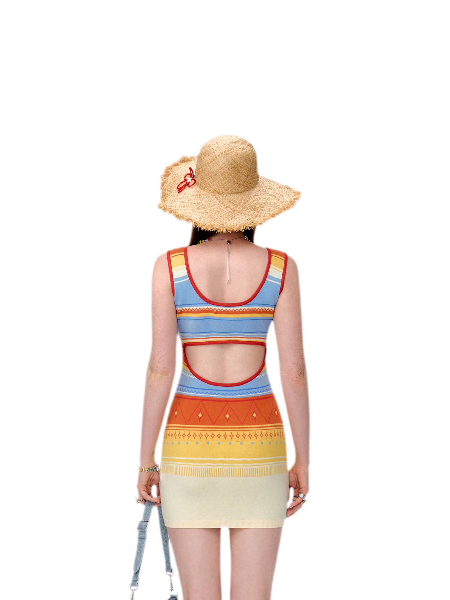 Striped Cutout Knit Dress