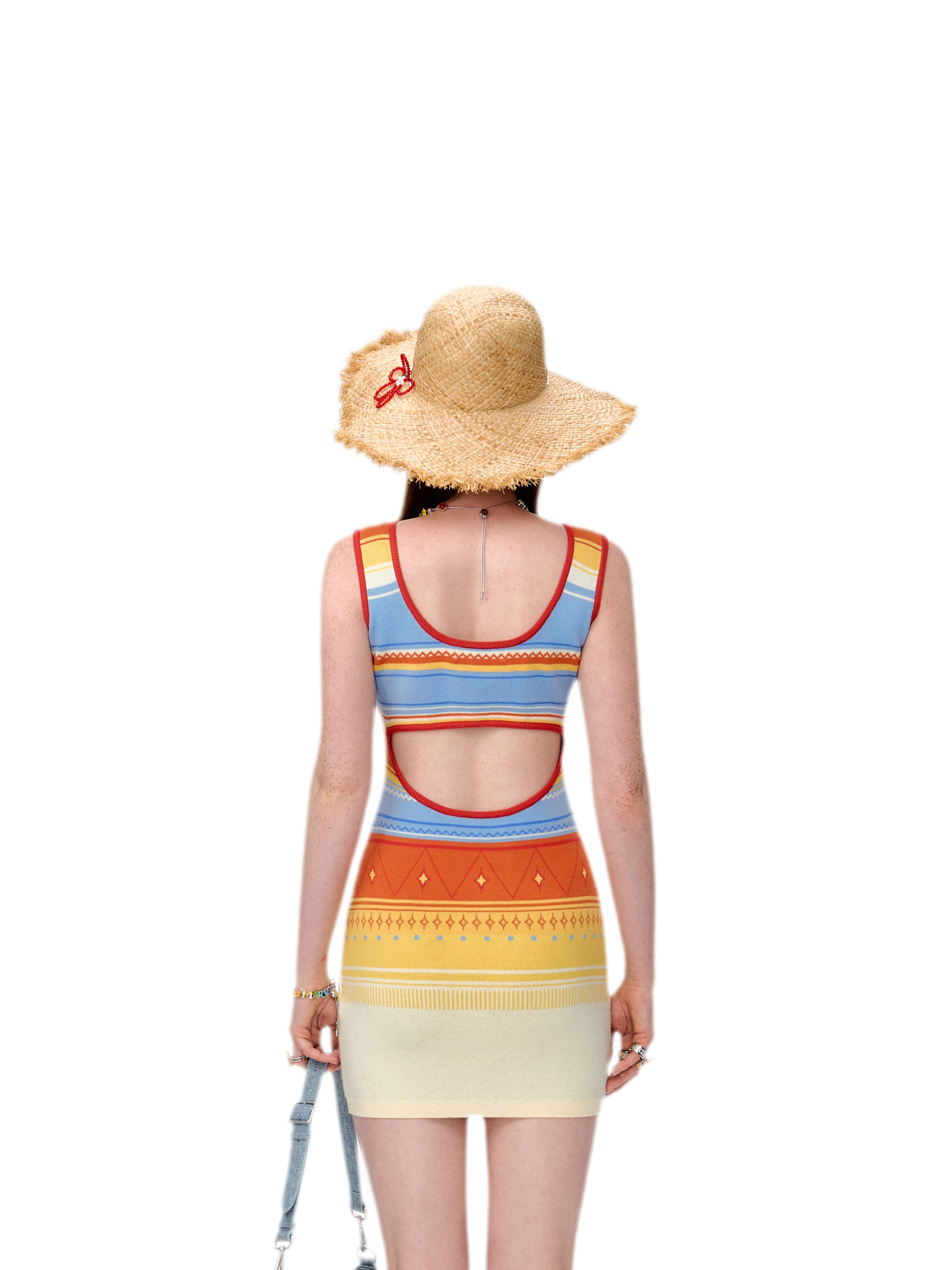 Striped Cutout Knit Dress