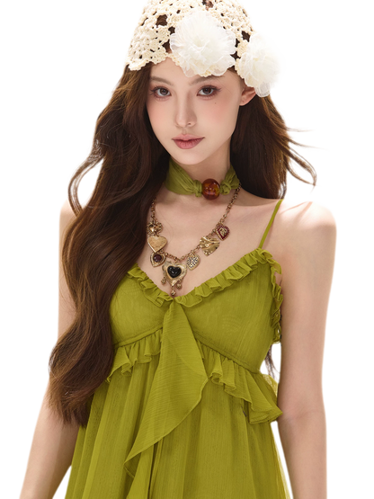 Ruffled Halter Chiffon Dress