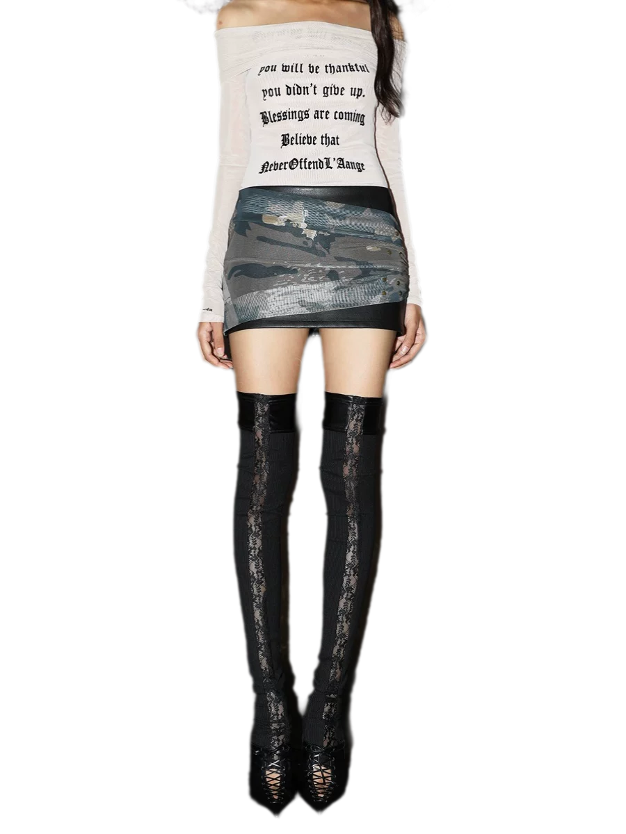Lace Panel Overknee Socks