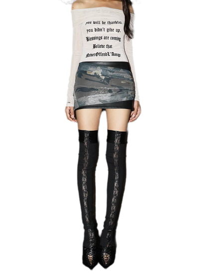 Lace Panel Overknee Socks
