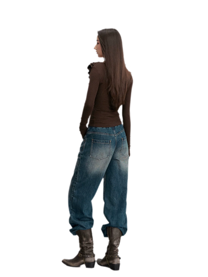 Ribbed Ruffle Square Neck Top