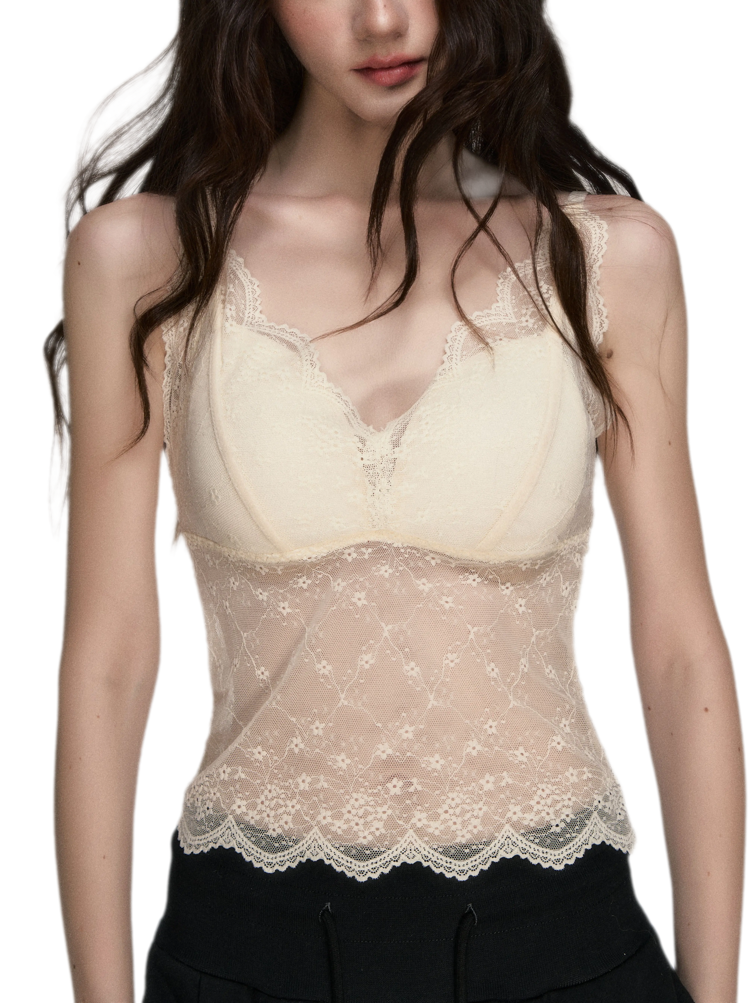 Elastic Lace Trim Camisole