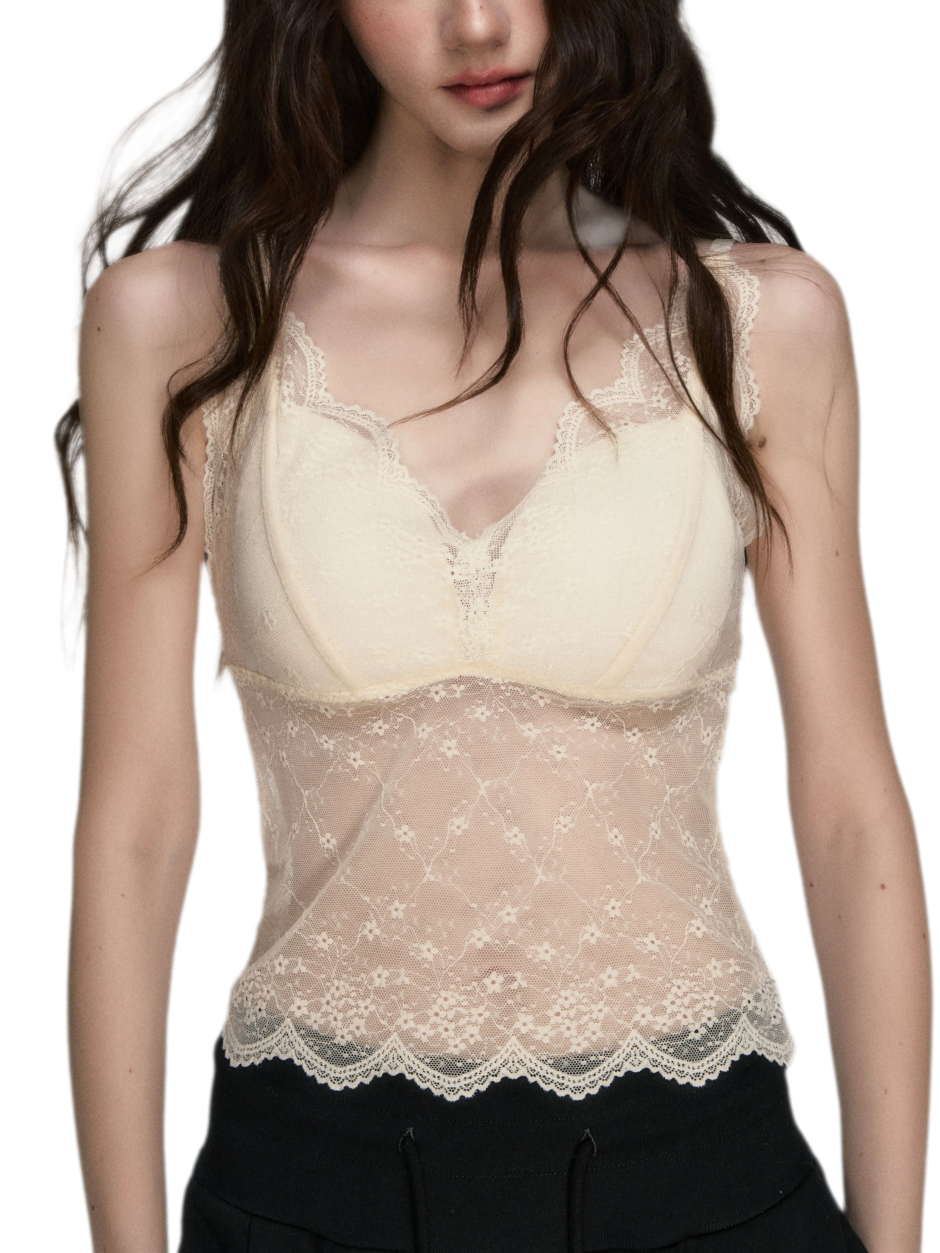 Elastic Lace Trim Camisole