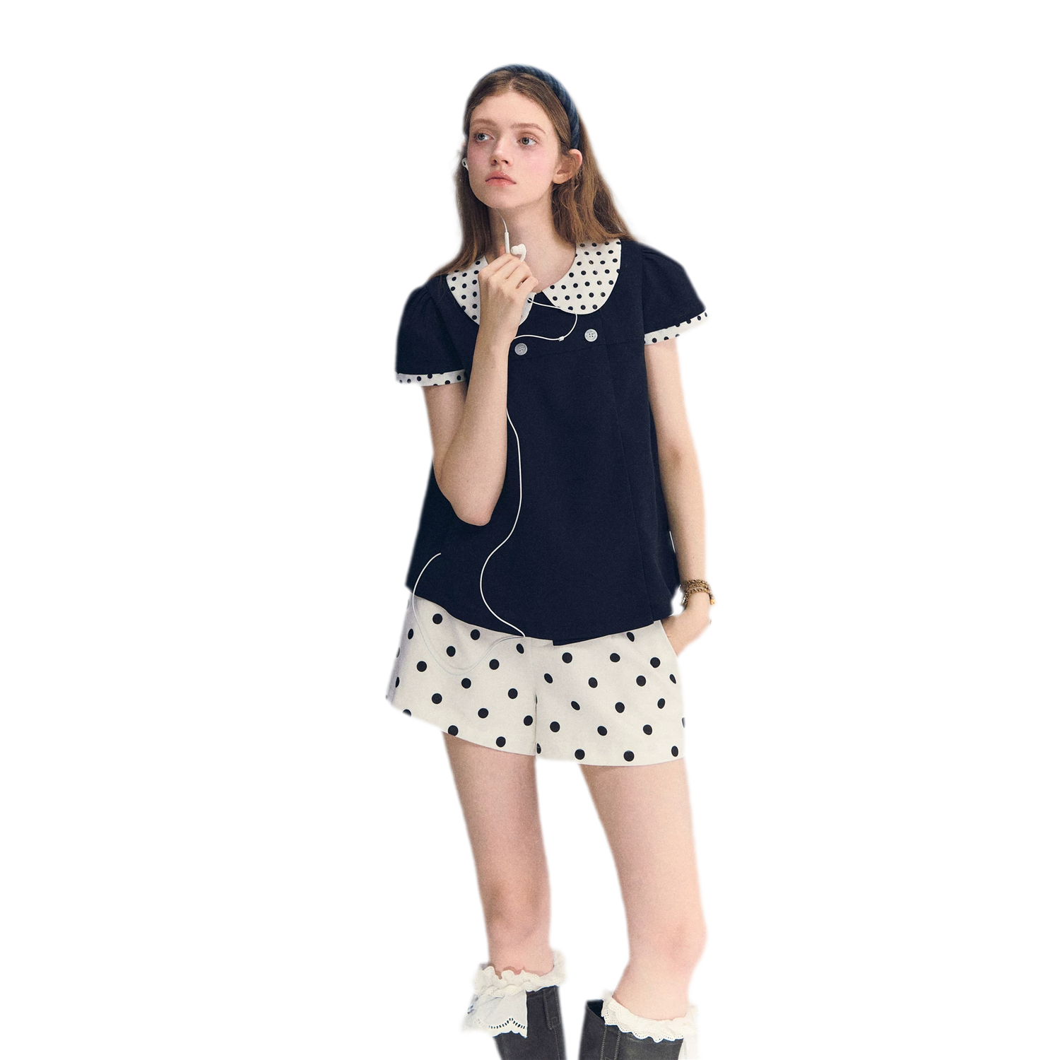 Polka Dot Doll Collar Top
