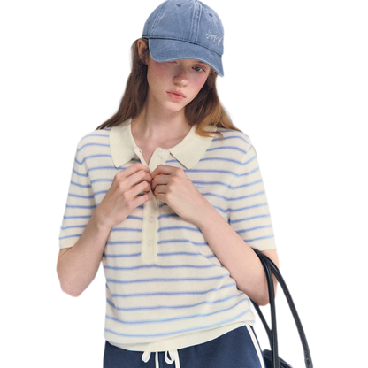 Striped Embroidered Polo