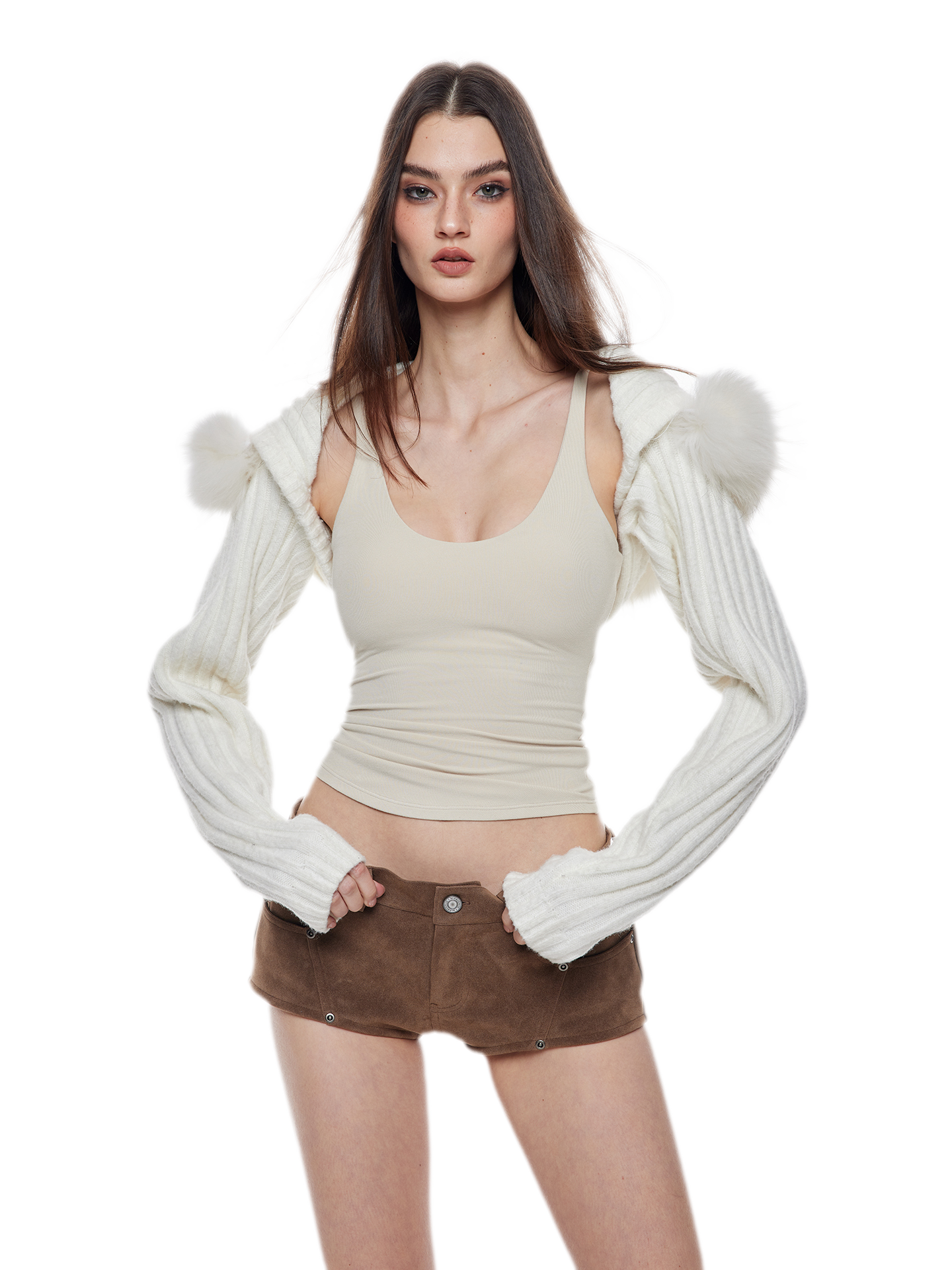 Suede-Effect Low-Rise Shorts