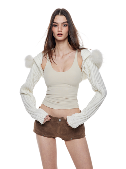 Suede-Effect Low-Rise Shorts