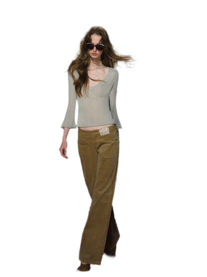 Sheer Bell Sleeve Knit Top