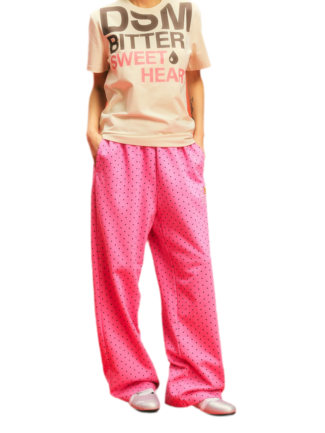 Polka Dot Relaxed Straight-Leg Pants
