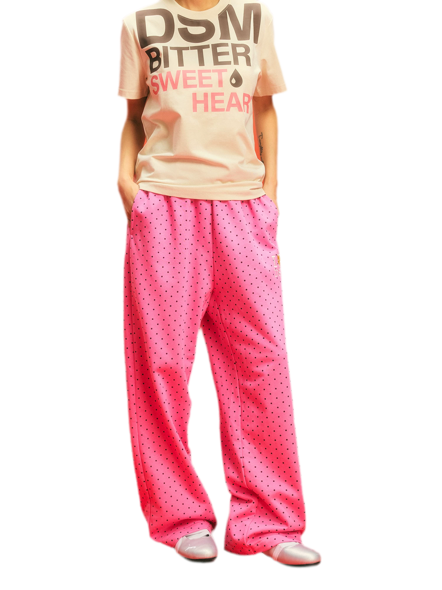 Polka Dot Relaxed Straight-Leg Pants