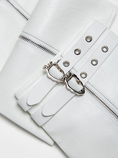 Heart Buckle Faux-Leather Skirt