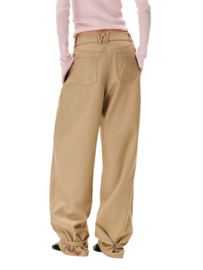 Matte Pleated Wide-Leg Trousers