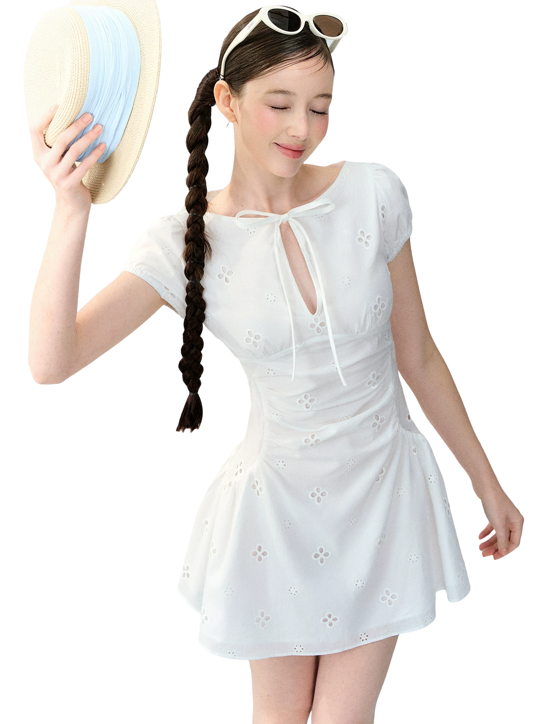 Vintage Embroidered Tie Waist Dress