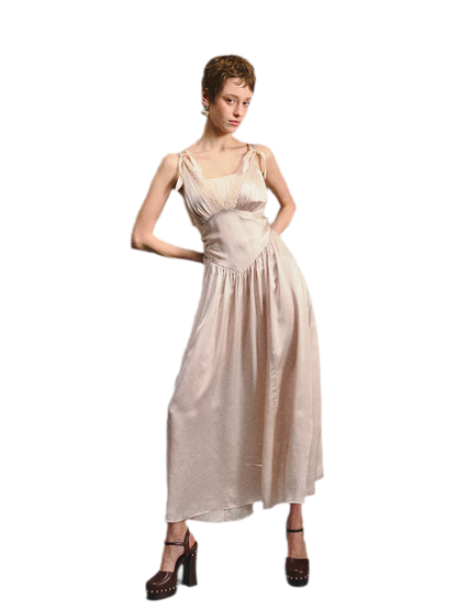 Lace Tie Satin Dress