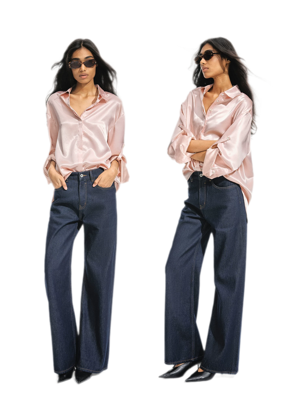 Camisa holgada de acetato brillante