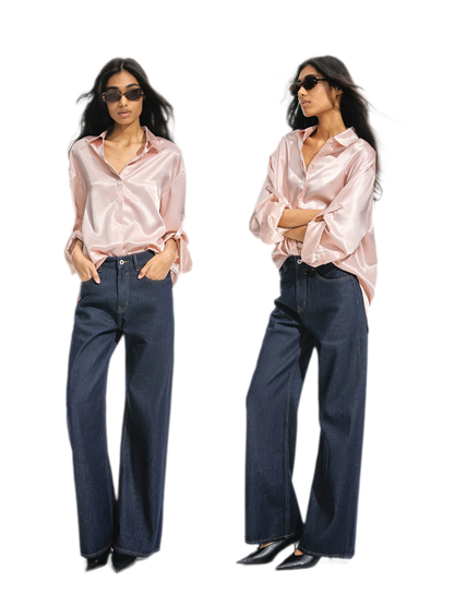 Camisa holgada de acetato brillante