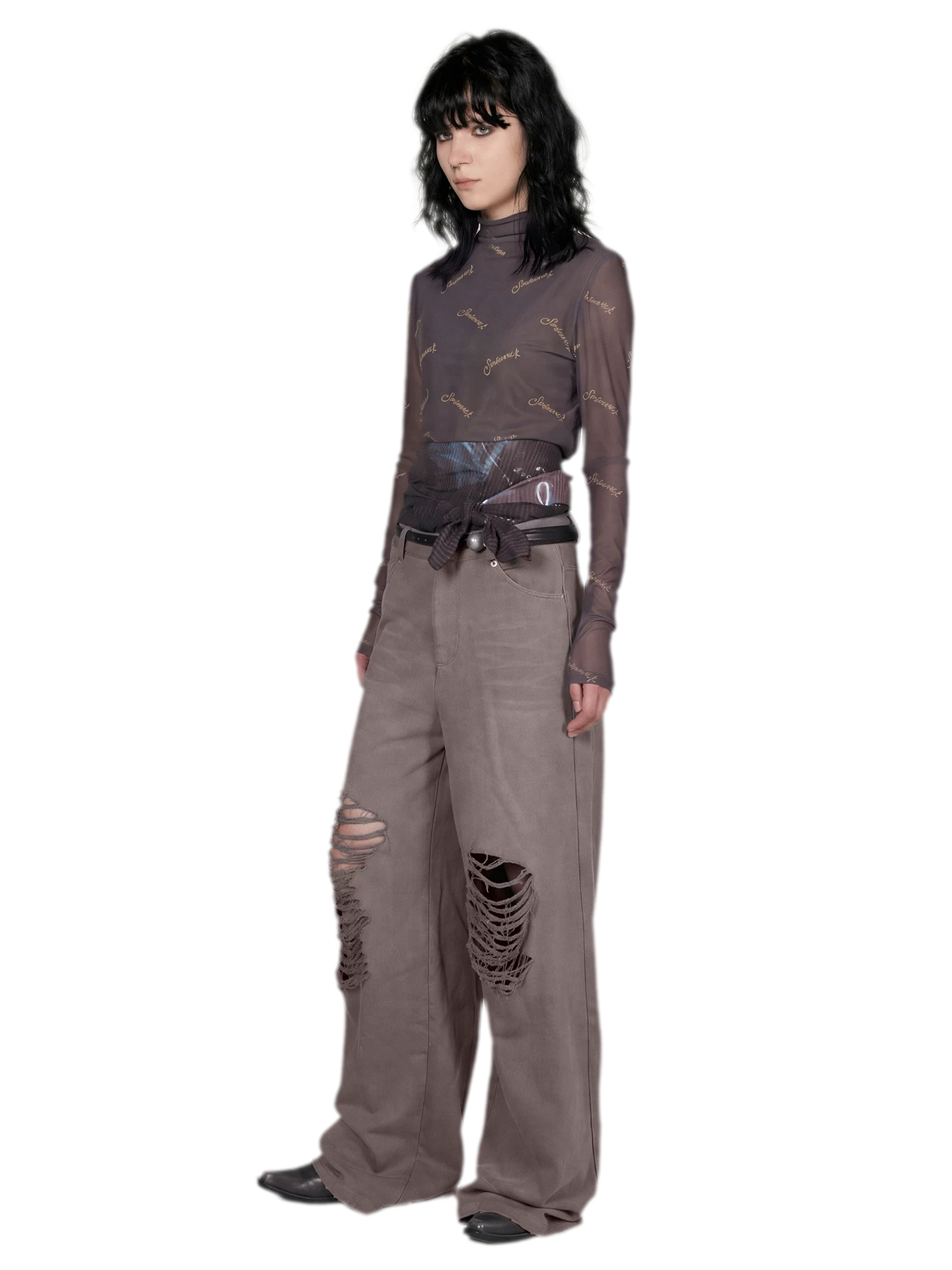 Mesh Turtleneck Top