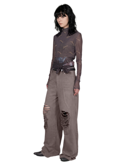 Mesh Turtleneck Top