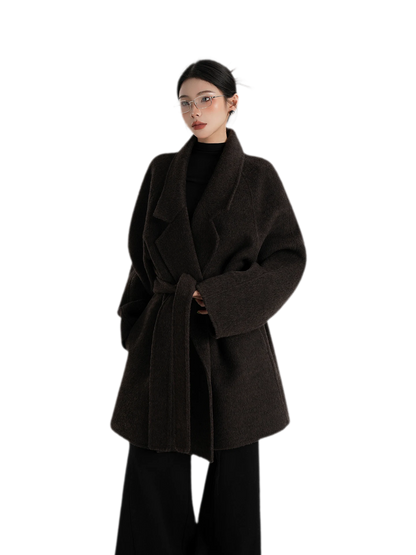 Wool Shawl Collar Wrap Coat