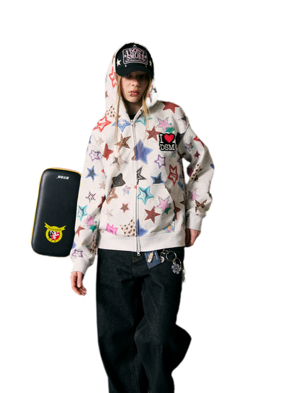 Star Print Loose Fit Hoodie